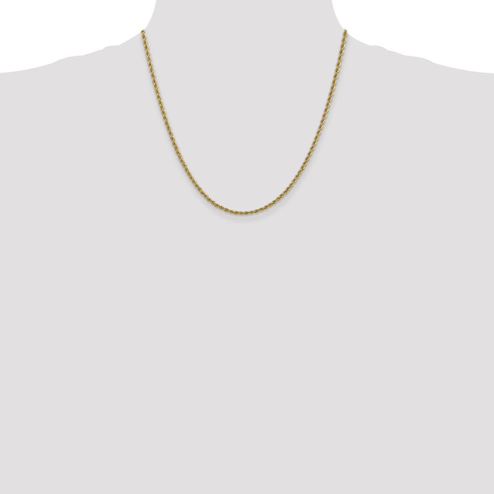 10K Yellow Gold 20" Rope Chain Necklace - 2.5mm Width