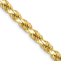10K Yellow Gold 20" Rope Chain Necklace with Diamond-Cut Texture - 4.5mm Width