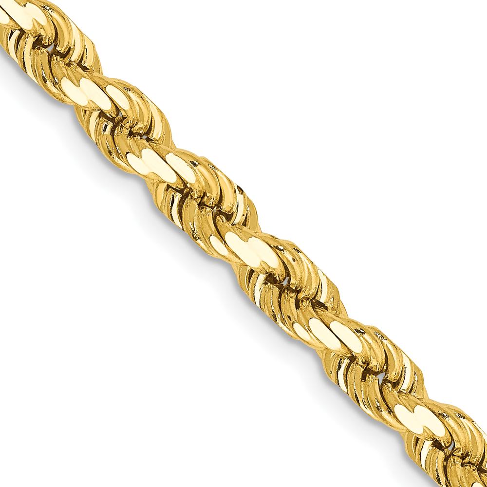 10K Yellow Gold 20" Rope Chain Necklace with Diamond-Cut Texture - 4.5mm Width