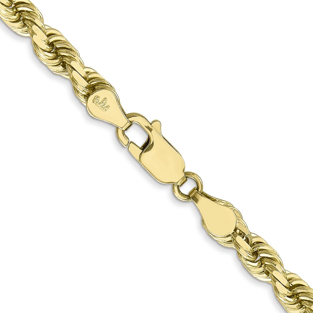 10K Yellow Gold 20" Rope Chain Necklace with Diamond-Cut Texture - 4.5mm Width