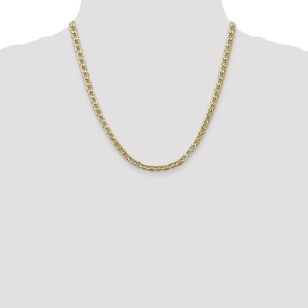10K Yellow Gold 20" Semi-Solid Anchor Chain - 4.75mm Width