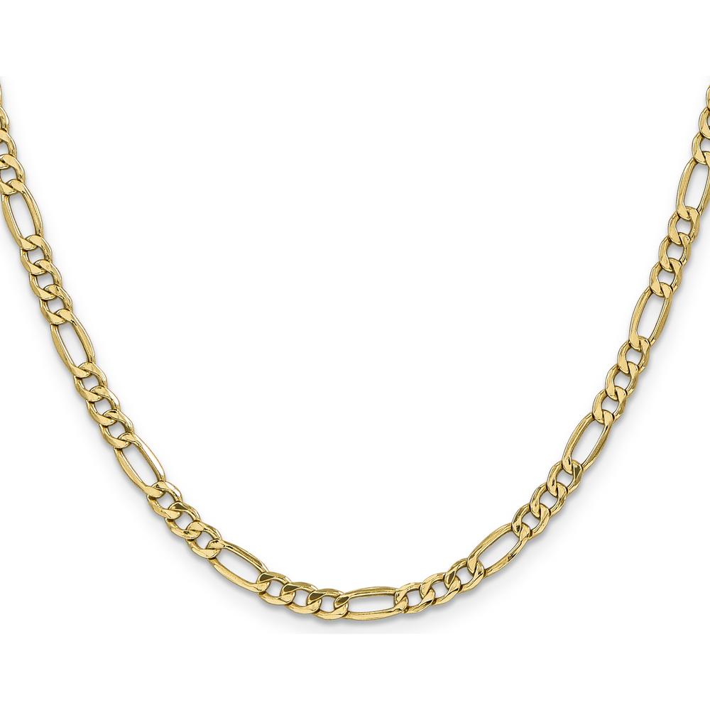 10K Yellow Gold 20" Semi-Solid Figaro Chain - 4.2mm Width