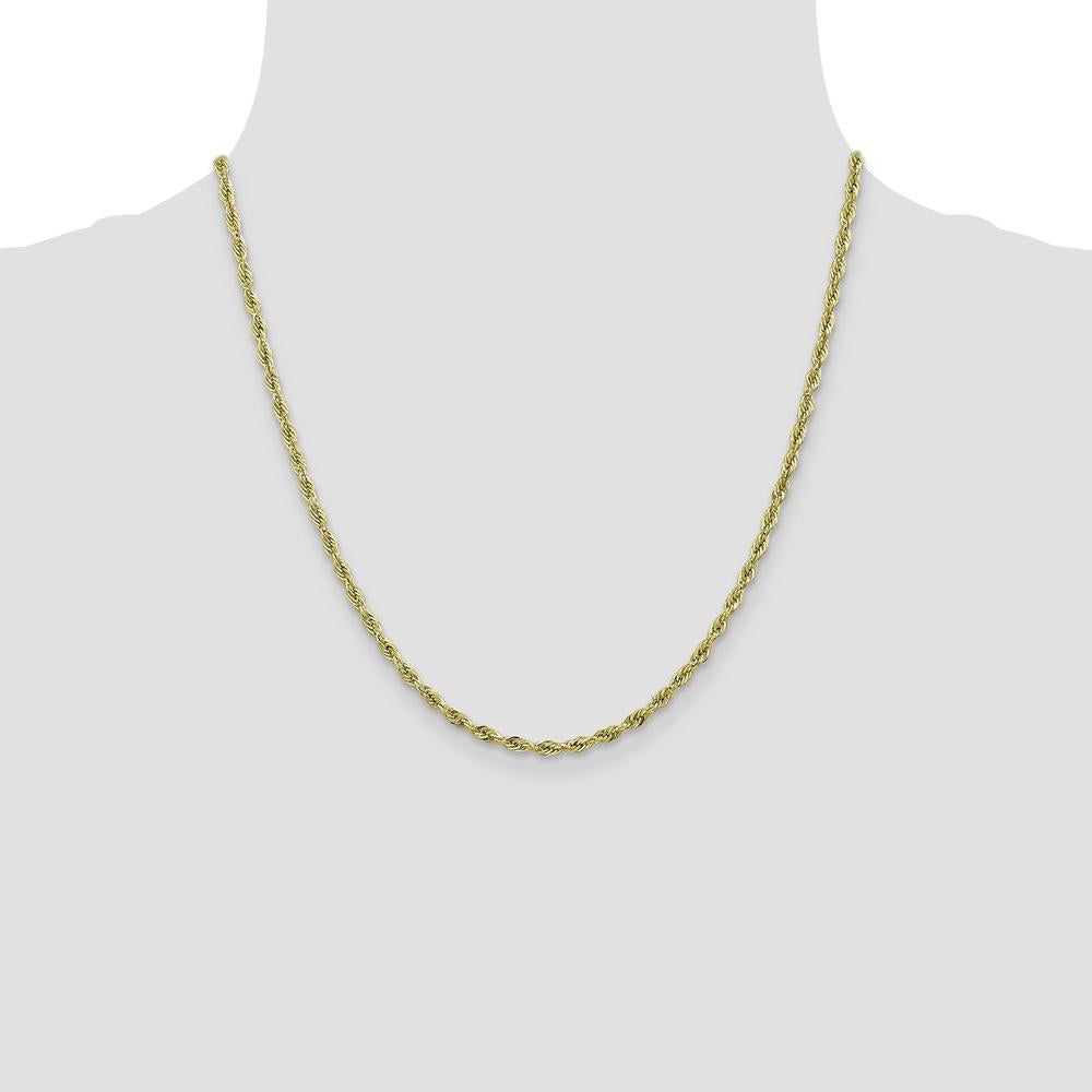 10K Yellow Gold 20" Semi-Solid Rope Chain - 2.8mm Width