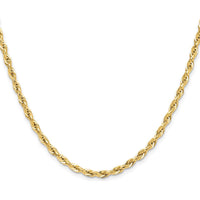 10K Yellow Gold 20" Semi-Solid Rope Chain Necklace - 3.5mm Width