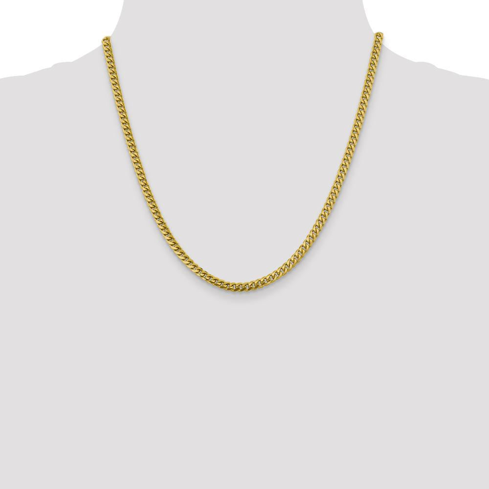 10K Yellow Gold 20" Solid Cuban Chain Necklace - 4.25mm Width