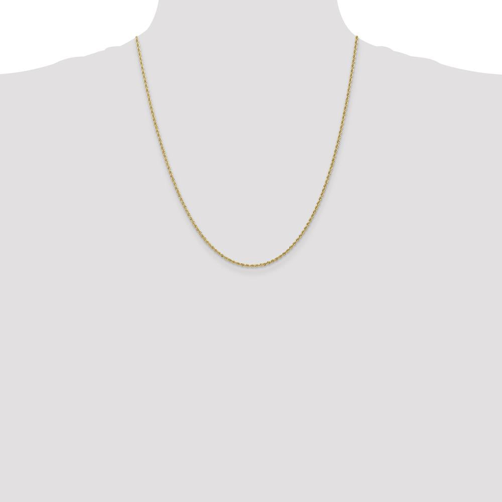 10K Yellow Gold 22" 1.5mm Polished Rope Chain Necklace