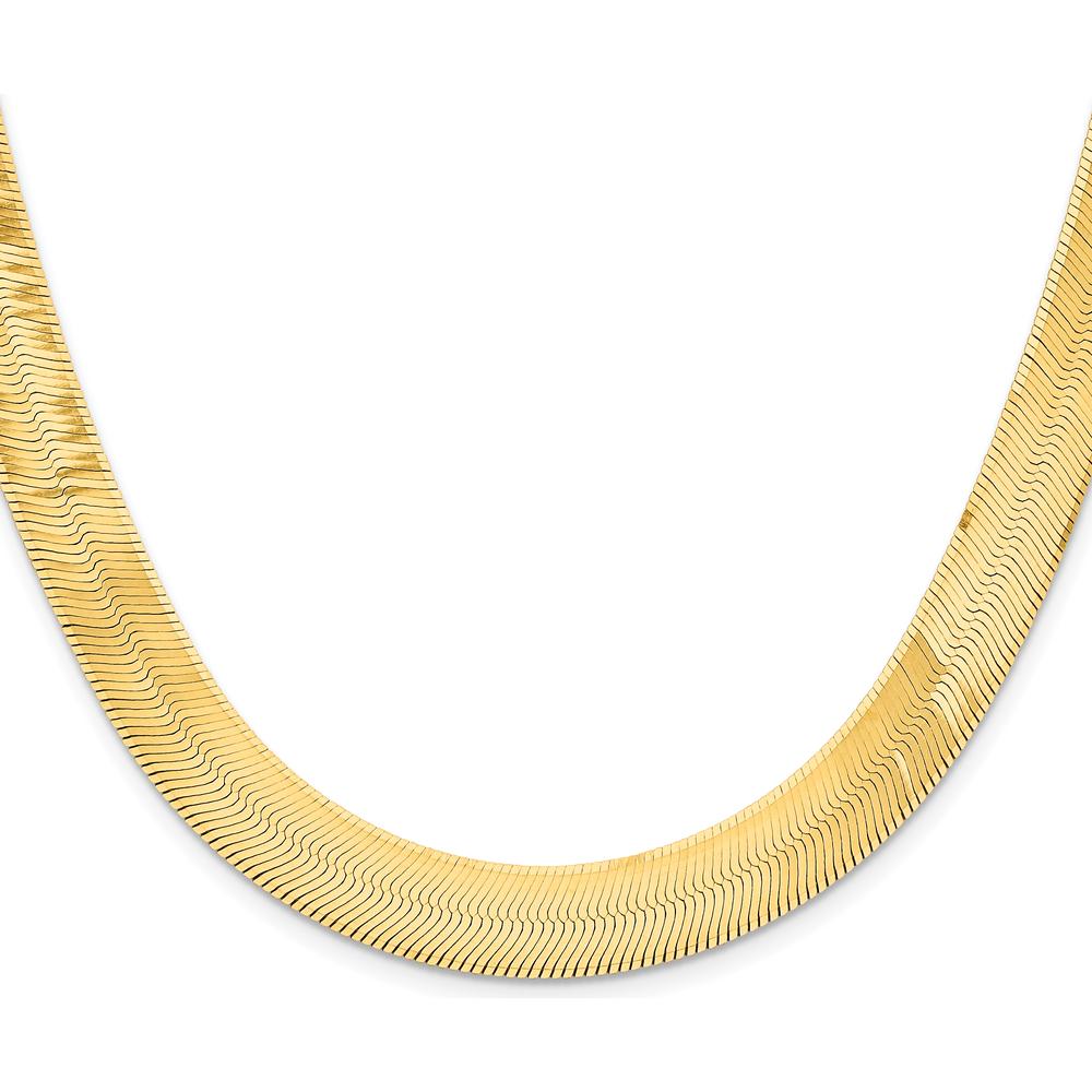 10K Yellow Gold 22" 10mm Herringbone Chain Necklace - Solid Gold, Polished Finish, Lobster Clasp