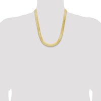 10K Yellow Gold 22" 10mm Herringbone Chain Necklace - Solid Gold, Polished Finish, Lobster Clasp