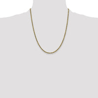 10K Yellow Gold 22" 2.25mm Semi-Solid Diamond-Cut Rope Chain with Lobster Clasp