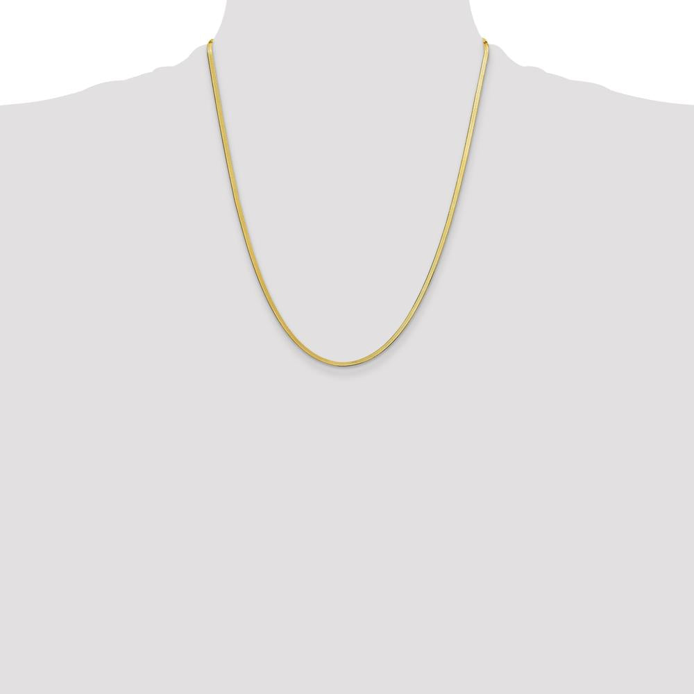10K Yellow Gold 22" 2.5mm Herringbone Chain Necklace - Solid Polished Finish