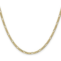 10K Yellow Gold 22" 2.5mm Semi-Solid Figaro Chain with Polished Finish