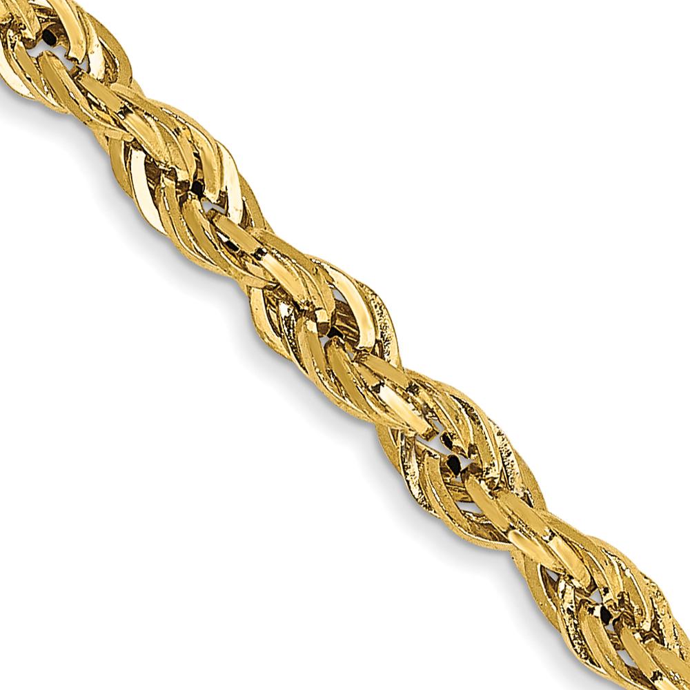 10K Yellow Gold 22" 2.8mm Semi-Solid Rope Chain Necklace