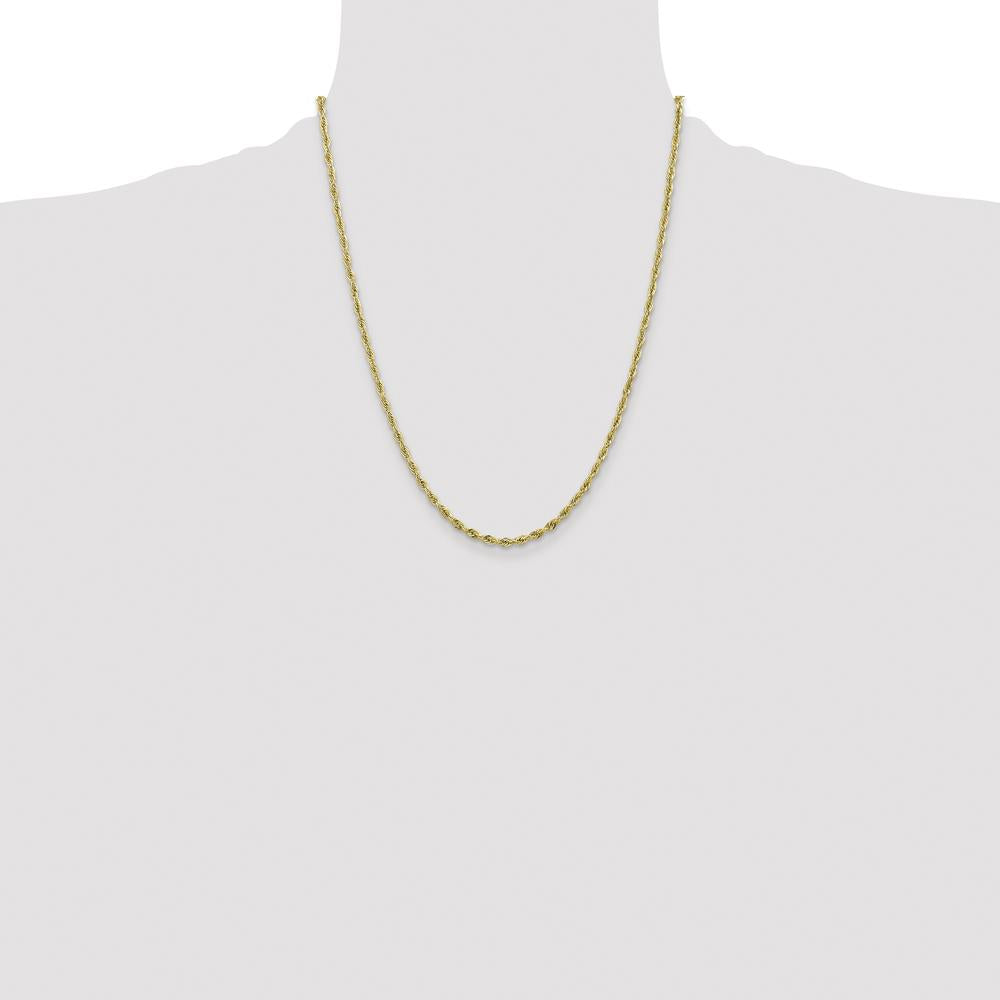 10K Yellow Gold 22" 2.8mm Semi-Solid Rope Chain Necklace
