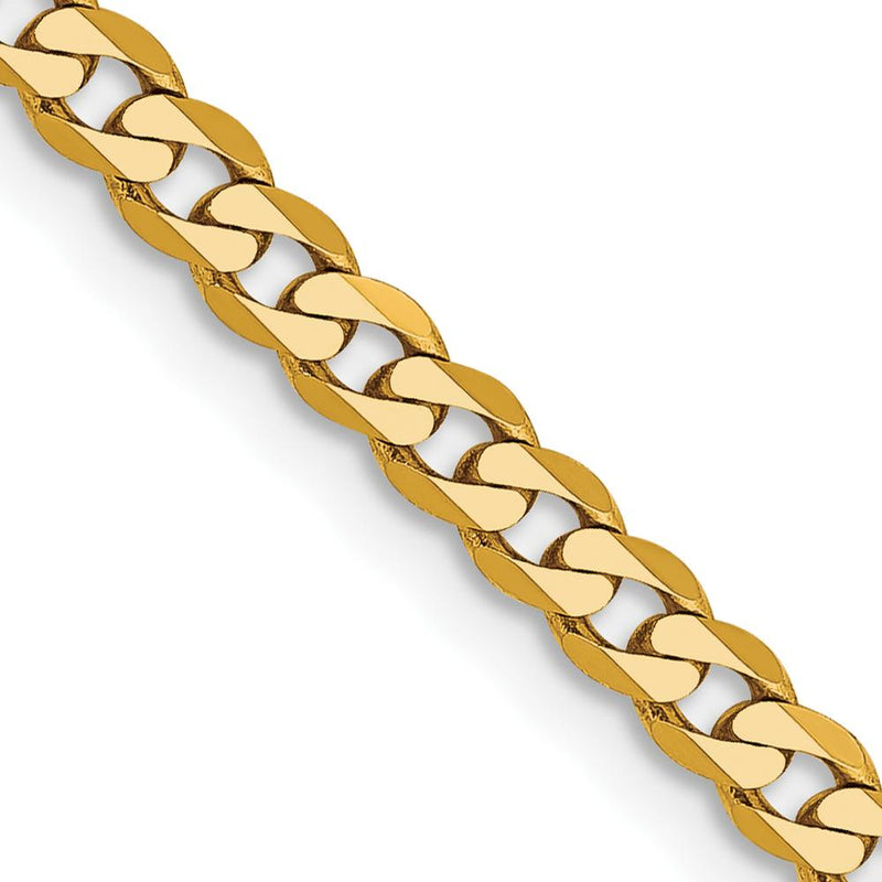 10K Yellow Gold 22" 2.9mm Flat Beveled Curb Chain Necklace