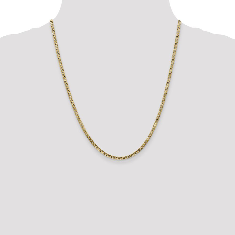 10K Yellow Gold 22" 2.9mm Flat Beveled Curb Chain Necklace