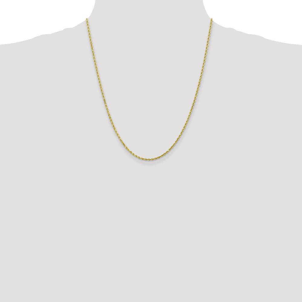 10K Yellow Gold 22" 2mm Diamond-Cut Rope Chain Necklace - Polished Finish