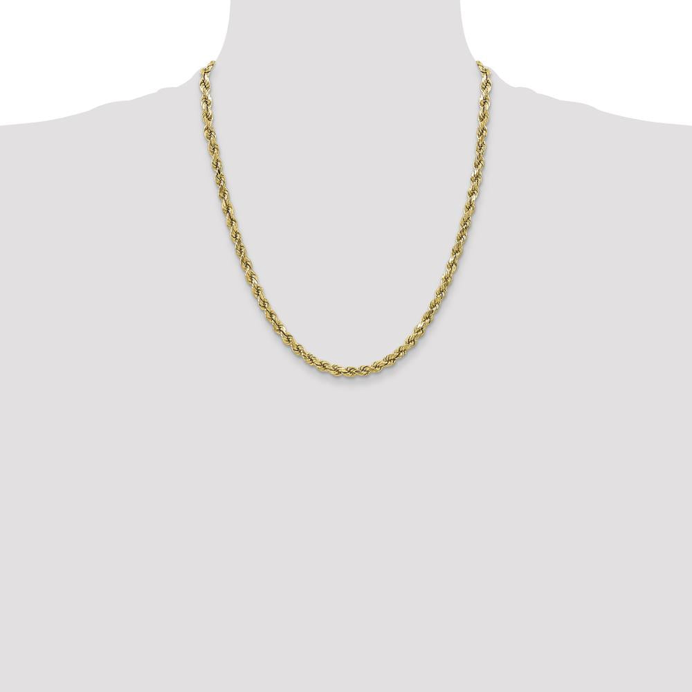 10K Yellow Gold 22" 3.5mm Diamond-Cut Rope Chain Necklace