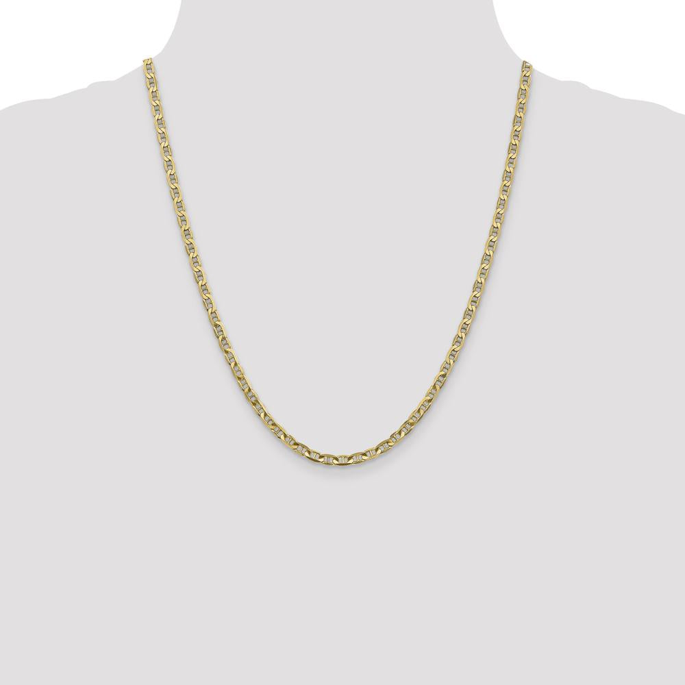 10K Yellow Gold 22" 3.75mm Concave Anchor Chain Necklace - Polished Finish
