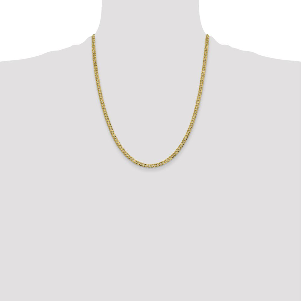 10K Yellow Gold 22" 3.7mm Lightweight Flat Cuban Chain with Polished Finish