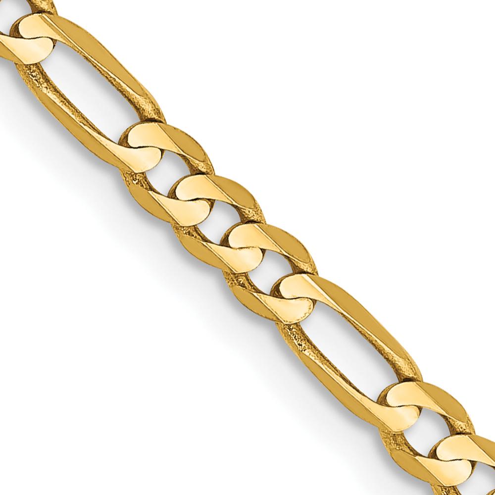 10K Yellow Gold 22" 3mm Concave Figaro Chain Necklace