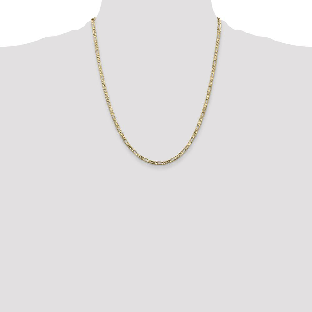 10K Yellow Gold 22" 3mm Concave Figaro Chain Necklace
