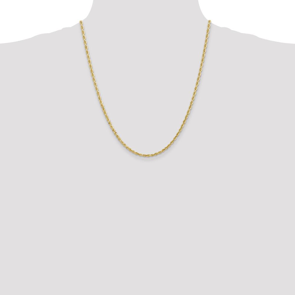 10K Yellow Gold 22" 3mm Diamond-Cut Rope Chain Necklace