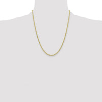 10K Yellow Gold 22" 3mm Semi-Solid Rope Chain Necklace