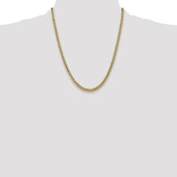 10K Yellow Gold 22" 4.3mm Solid Miami Cuban Chain with Lobster Clasp