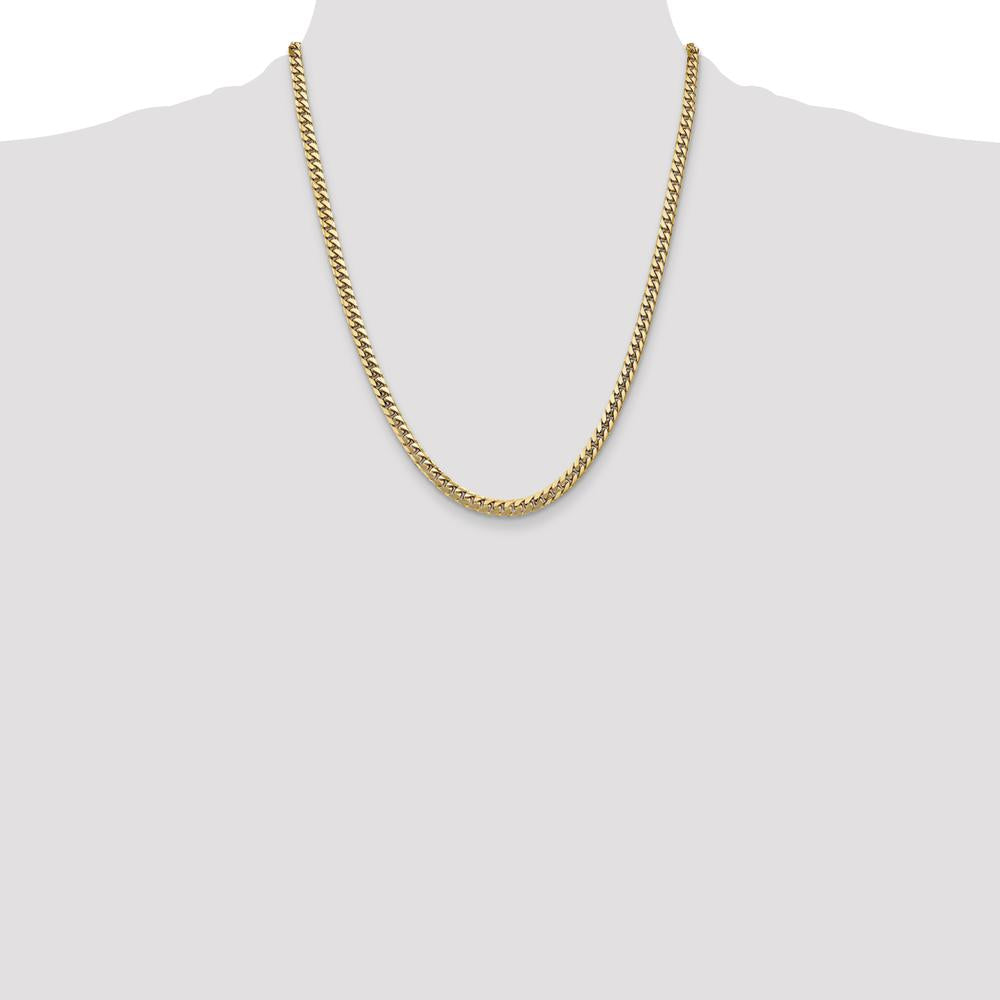10K Yellow Gold 22" 4.3mm Solid Miami Cuban Chain with Lobster Clasp