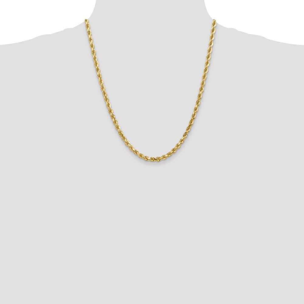 10K Yellow Gold 22" 4.5mm Diamond-Cut Rope Chain Necklace with Lobster Clasp