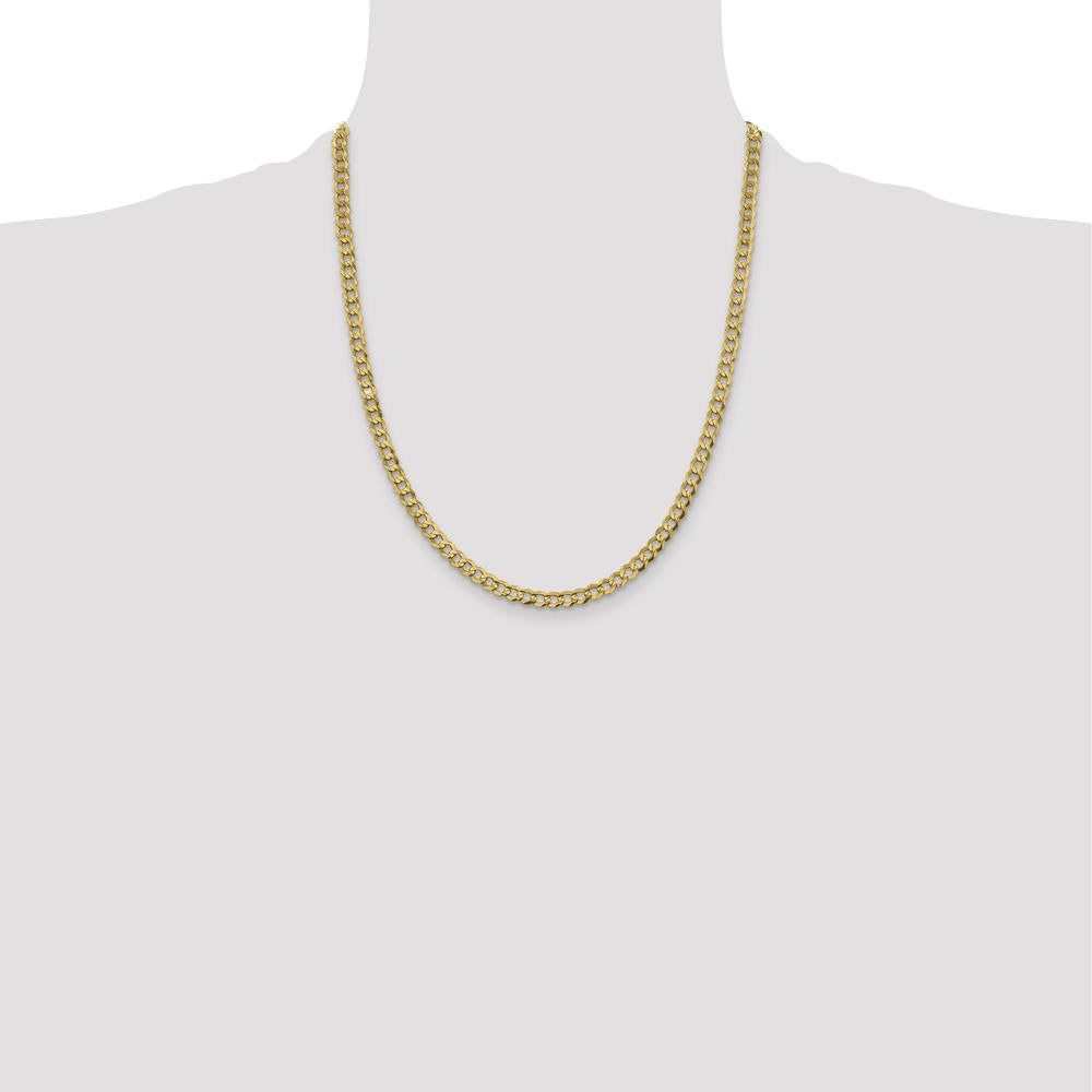 10K Yellow Gold 22" 4.7mm Lightweight Flat Cuban Chain with Polished Finish