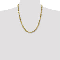 10K Yellow Gold 22" 4.9mm Semi-Solid Diamond-Cut Rope Chain Necklace