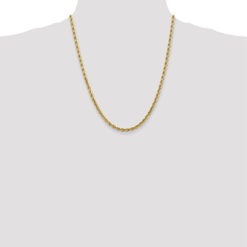 10K Yellow Gold 22" 4mm Diamond-Cut Rope Chain Necklace