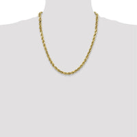 10K Yellow Gold 22" 4mm Semi-Solid Diamond-Cut Rope Chain Necklace