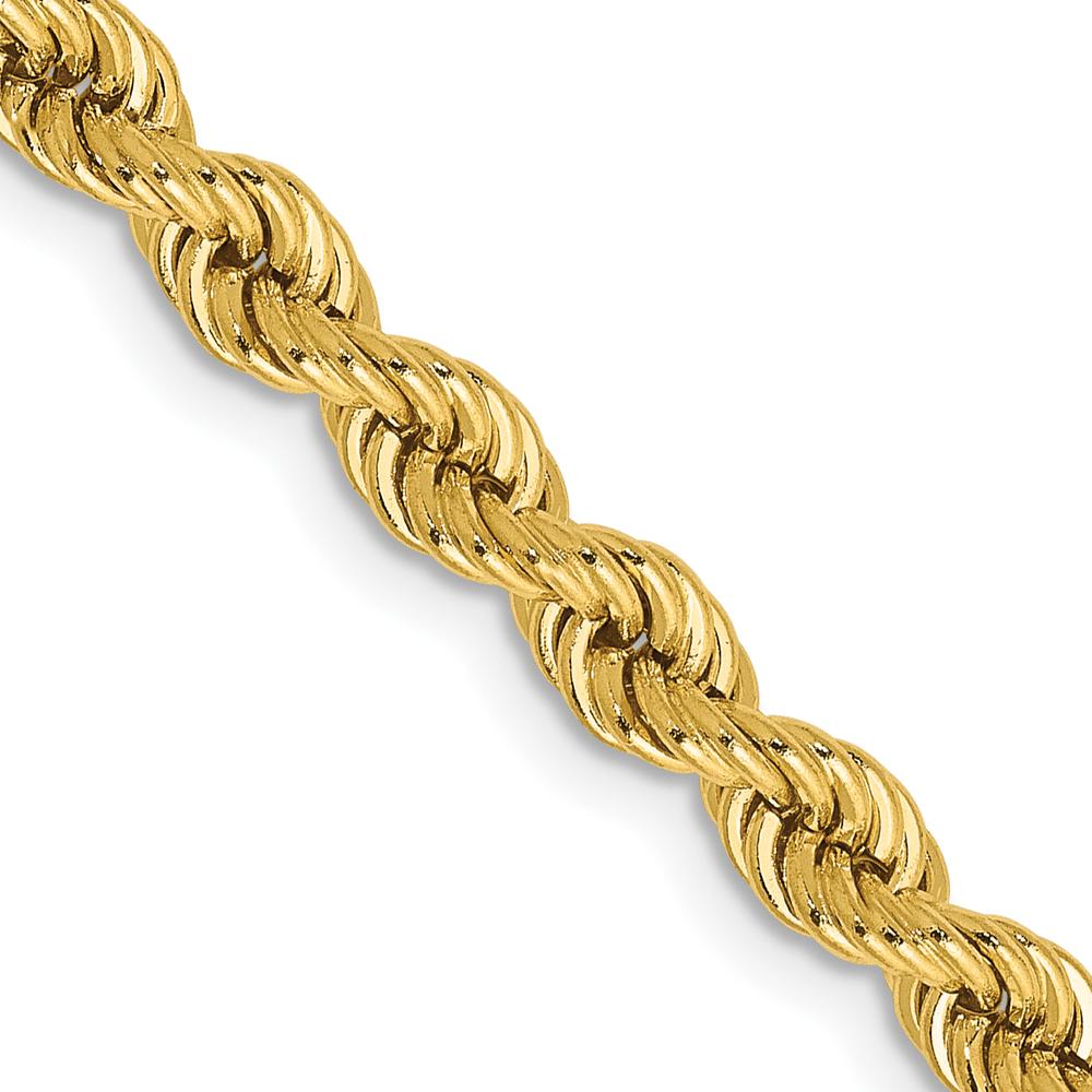 10K Yellow Gold 22" 4mm Solid Rope Chain Necklace
