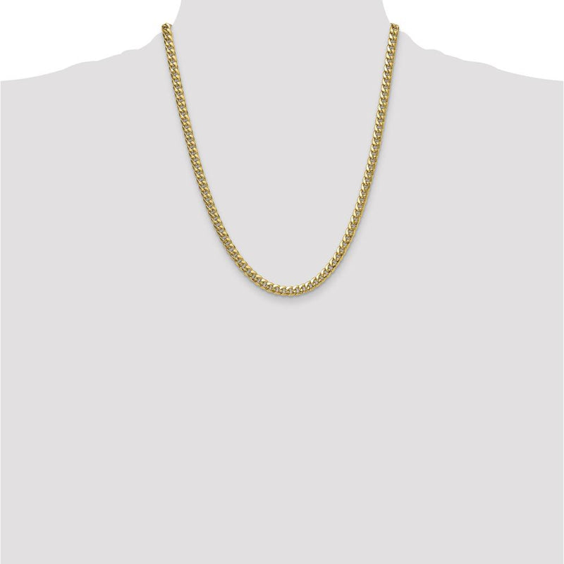 10K Yellow Gold 22" 5.25mm Semi-Solid Miami Cuban Chain
