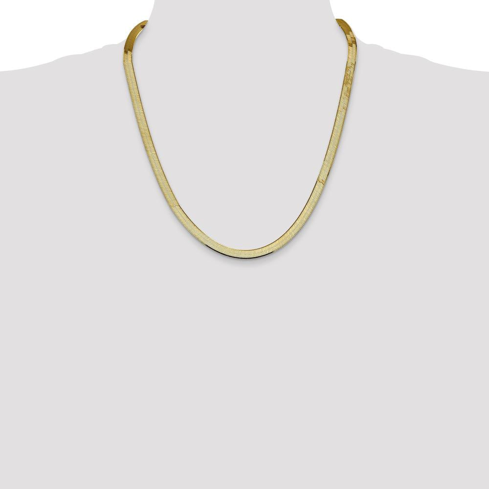 10K Yellow Gold 22" 5.5mm Herringbone Chain Necklace