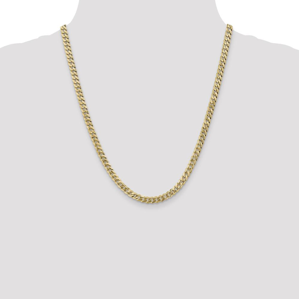 10K Yellow Gold 22" 5.75mm Flat Beveled Curb Chain Necklace