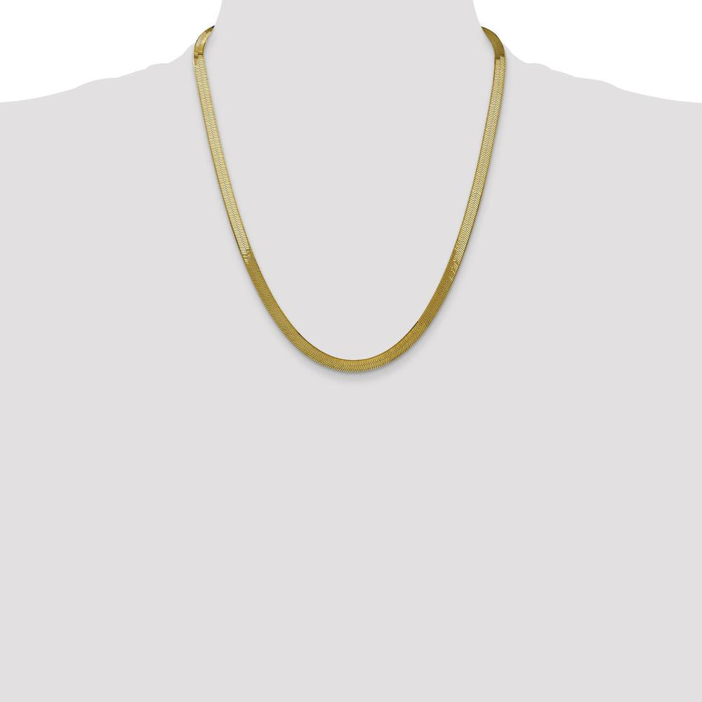 10K Yellow Gold 22" 5mm Silky Herringbone Chain Necklace with Lobster Clasp