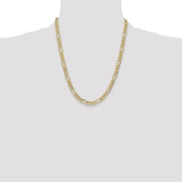 10K Yellow Gold 22" 6.25mm Semi-Solid Figaro Chain Necklace