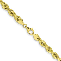 10K Yellow Gold 22" 6.5mm Diamond-Cut Rope Chain - Solid Polished Finish