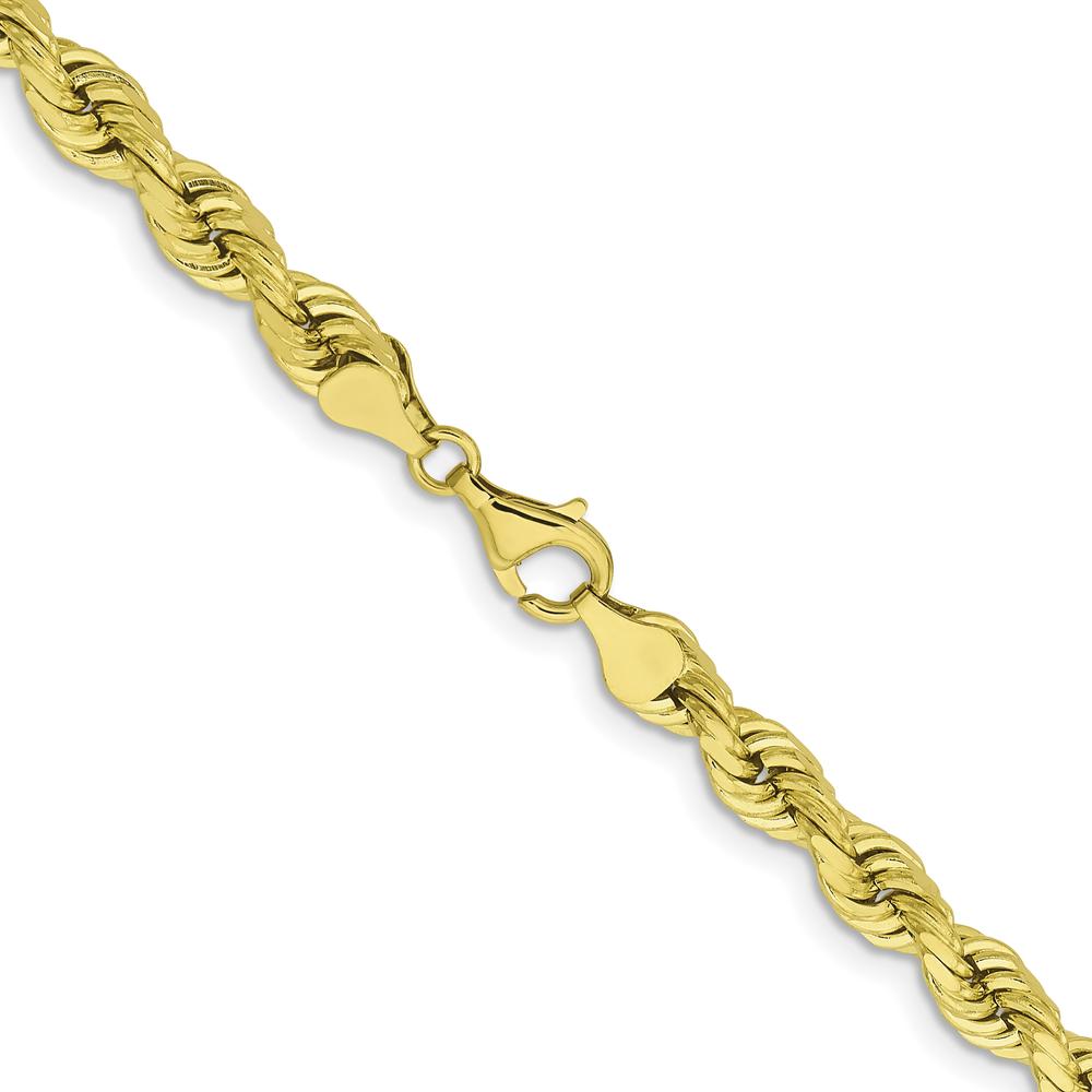 10K Yellow Gold 22" 6.5mm Diamond-Cut Rope Chain - Solid Polished Finish