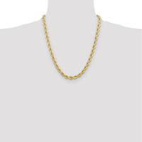 10K Yellow Gold 22" 6.5mm Diamond-Cut Rope Chain - Solid Polished Finish