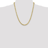 10K Yellow Gold 22" 6.5mm Semi-Solid Diamond-Cut Rope Chain Necklace
