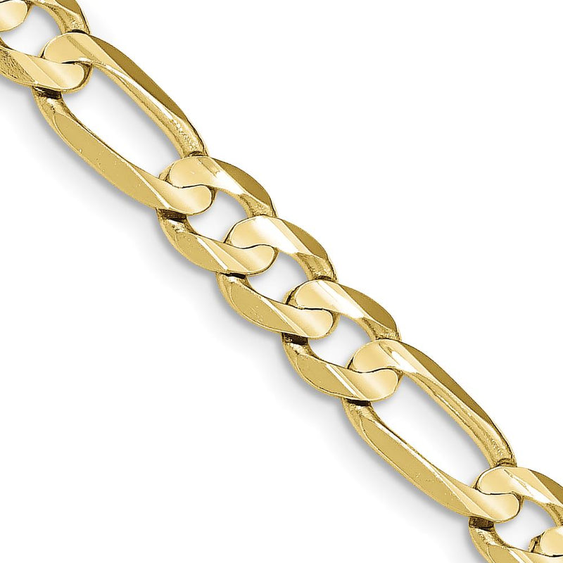 10K Yellow Gold 22" 7.5mm Concave Open Figaro Chain Necklace