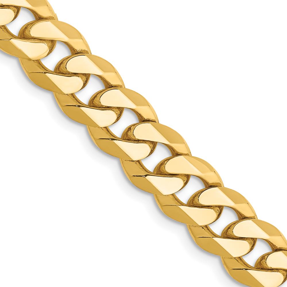 10K Yellow Gold 22" 8.25mm Flat Beveled Curb Chain Necklace