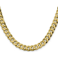 10K Yellow Gold 22" 8.25mm Flat Beveled Curb Chain Necklace