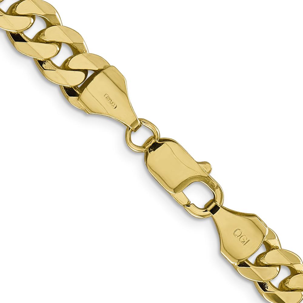 10K Yellow Gold 22" 8.25mm Flat Beveled Curb Chain Necklace