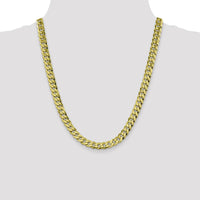 10K Yellow Gold 22" 8.25mm Flat Beveled Curb Chain Necklace
