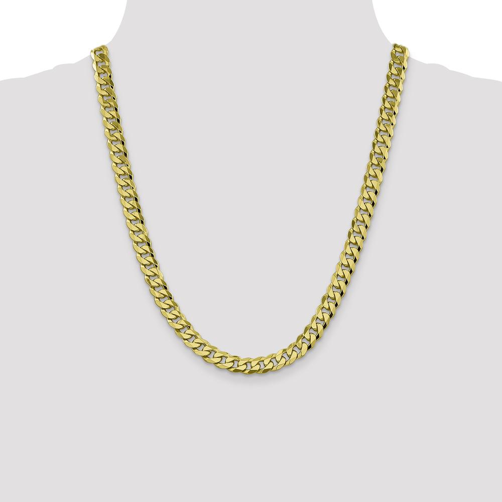 10K Yellow Gold 22" 8.25mm Flat Beveled Curb Chain Necklace